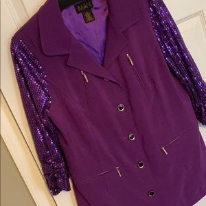 Purple jacket with sequin sleeves
